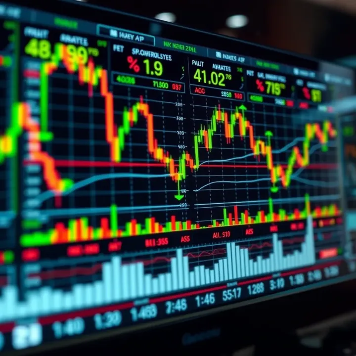 Automated Trading in South African Financial Markets Illustration of South African financial markets with digital graphs and trading indicators