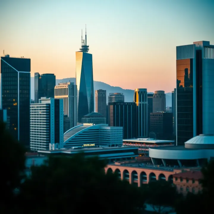 Modern city skyline representing economic development influenced by financial institutions