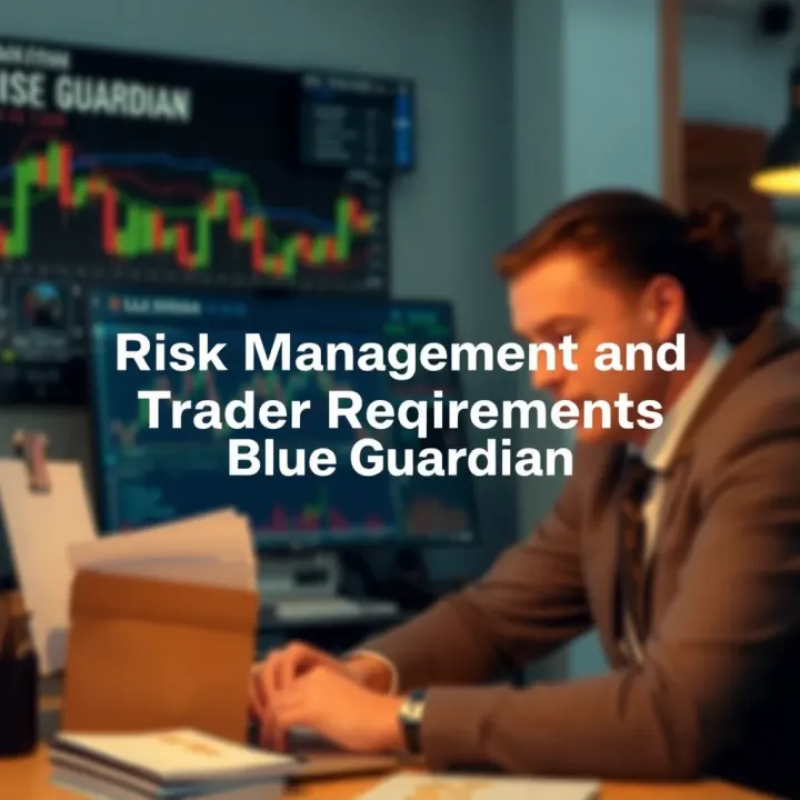 Graphic depicting risk management and trader evaluation criteria in a financial trading context