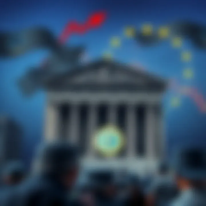Impact of Central Bank Policies and Geopolitical Events on EUR/USD Illustration of central bank building with currency symbols and geopolitical map background