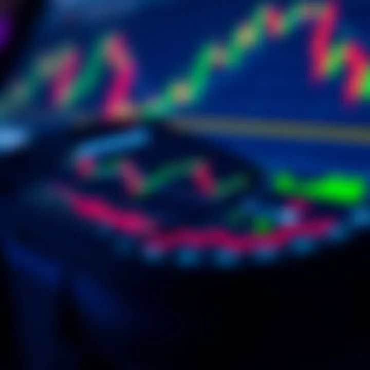Forex Trading Charts on Mobile App Interface Mobile device displaying forex trading charts with currency indicators and market trends