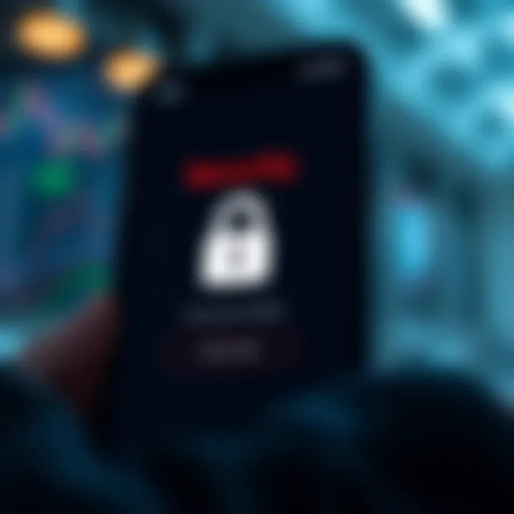 Secure login screen on FBK Markets app emphasizing security features and user access