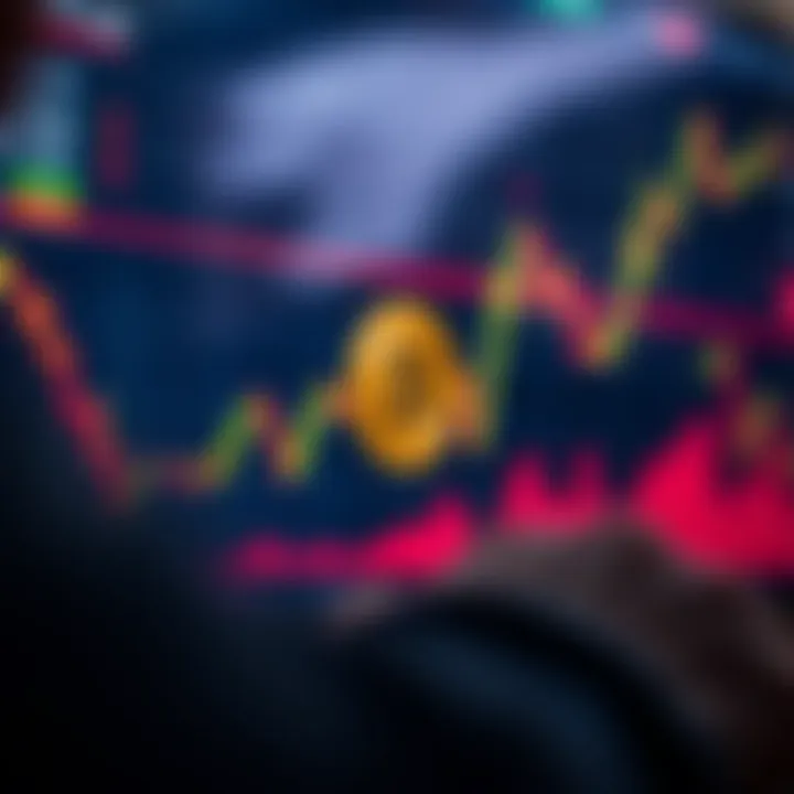 Graph showing Bitcoin price fluctuations over time with trend lines and market indicators