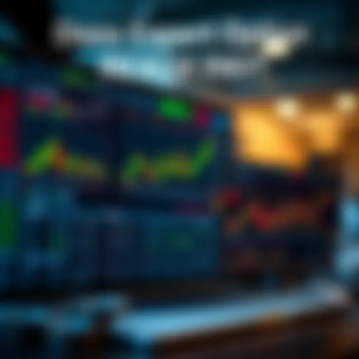 Expert Option Trading Platform with Financial Data Overview A digital trading platform showcasing financial charts and payout statistics