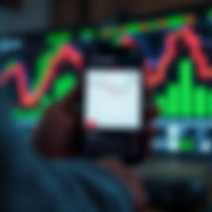Smartphone displaying the Easy Equities app interface with stock charts and investment options