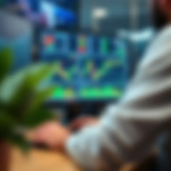 Illustration of a trader analyzing market data on a computer with funding opportunities