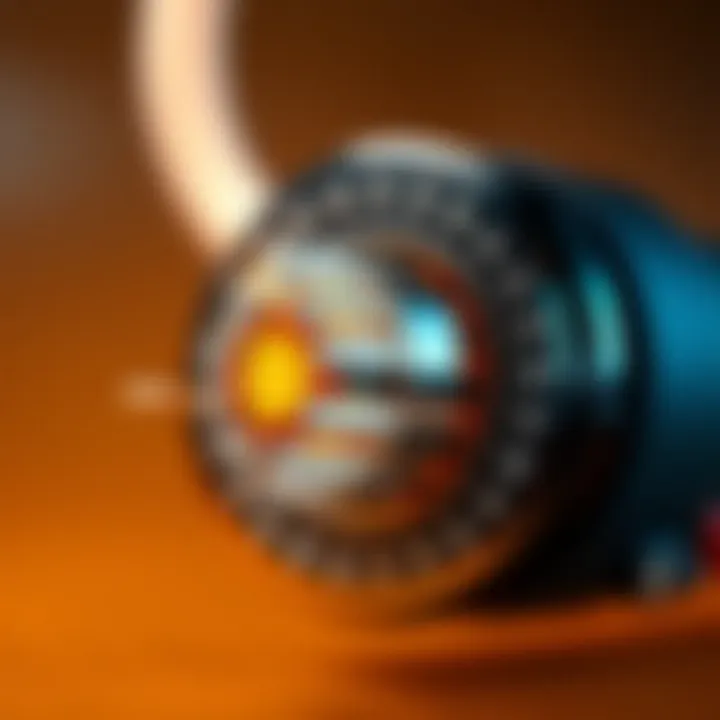 Cross-sectional view of a fiber optic cable showing core and cladding layers for light transmission