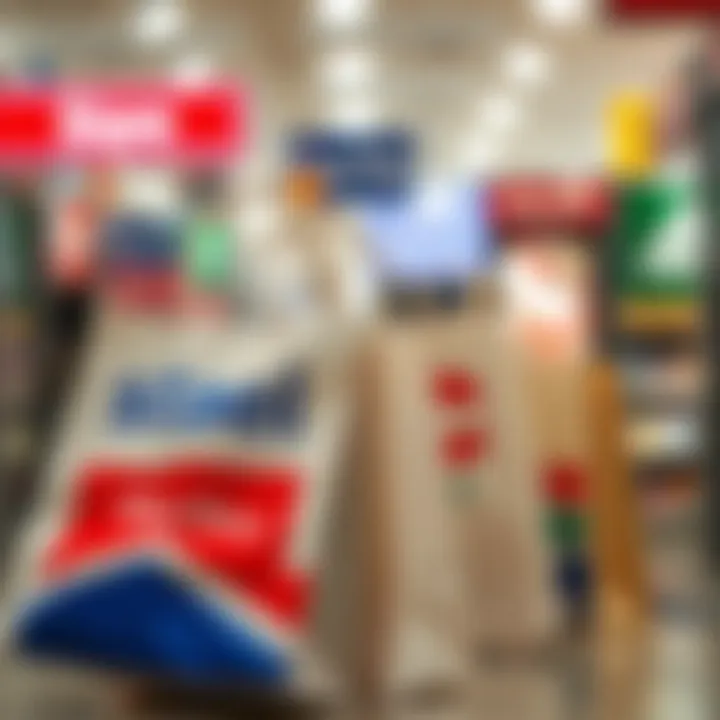 Shopping bags with logos of various South African retail stores where vouchers can be redeemed