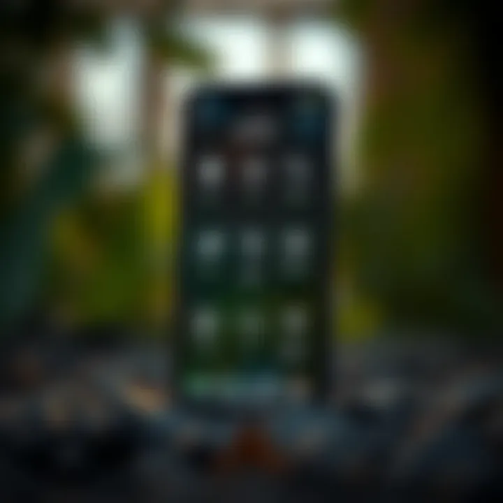 Illustration of a smartphone showing forex app features with icons for security, data costs, and regulatory compliance