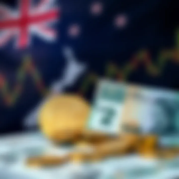 Illustration showing geopolitical factors and market trends impacting currency value between New Zealand Dollar and South African Rand