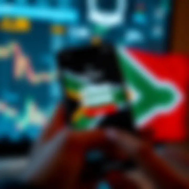 Mobile device displaying the Deriv login app interface with South African flag elements