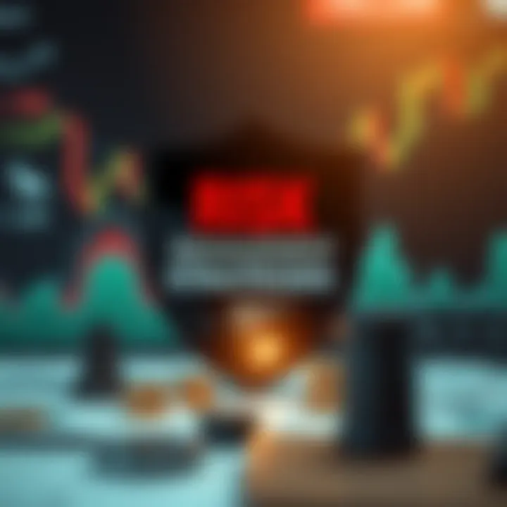 Conceptual illustration of risk management with shield and financial symbols