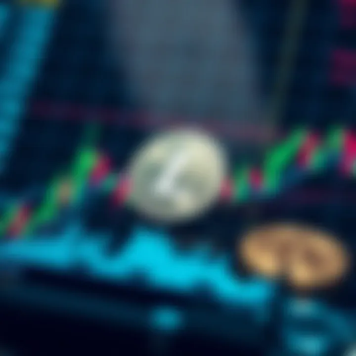 Graph showing Litecoin price movements with trend lines and market indicators
