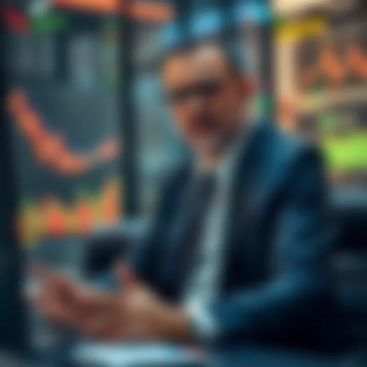 Dynamic business leader analyzing global market trends