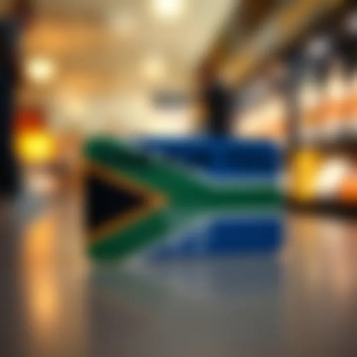 Voucher card with South African flag colors and shopping icons symbolizing consumer benefits
