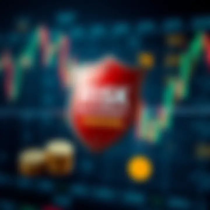 Illustration of risk management strategies with shield and currency symbols