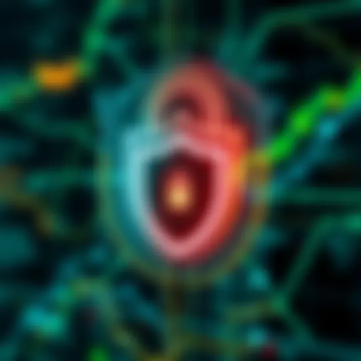Illustration of a digital lock symbol with a shield representing account security measures