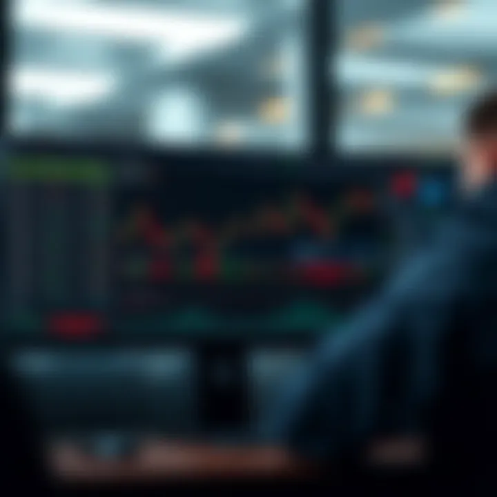 Graphical representation of Quotex trading platform interface with charts and trading tools