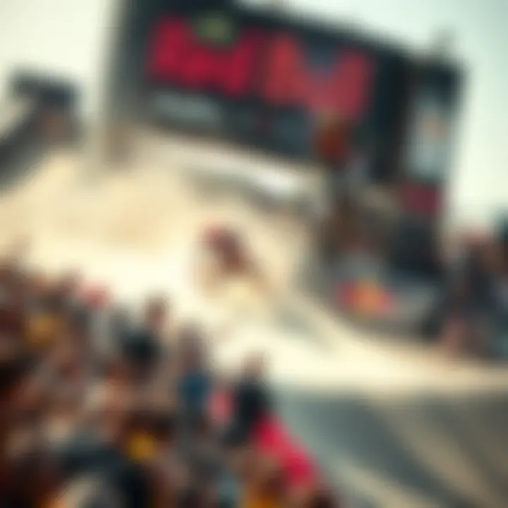 Dynamic Red Bull extreme sports event showcasing sponsored athletes in action and vibrant crowd engagement