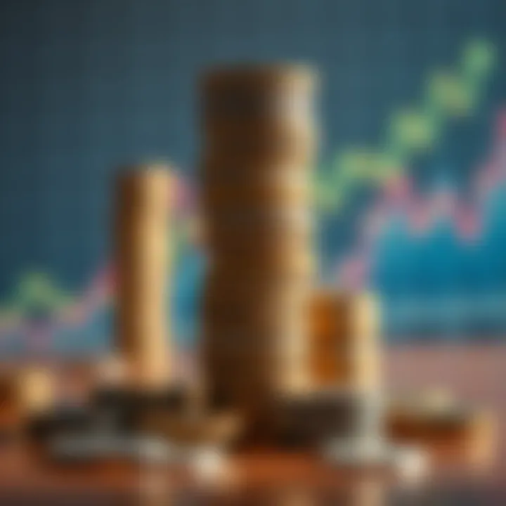 Stacked coins and financial graphs symbolizing investment growth