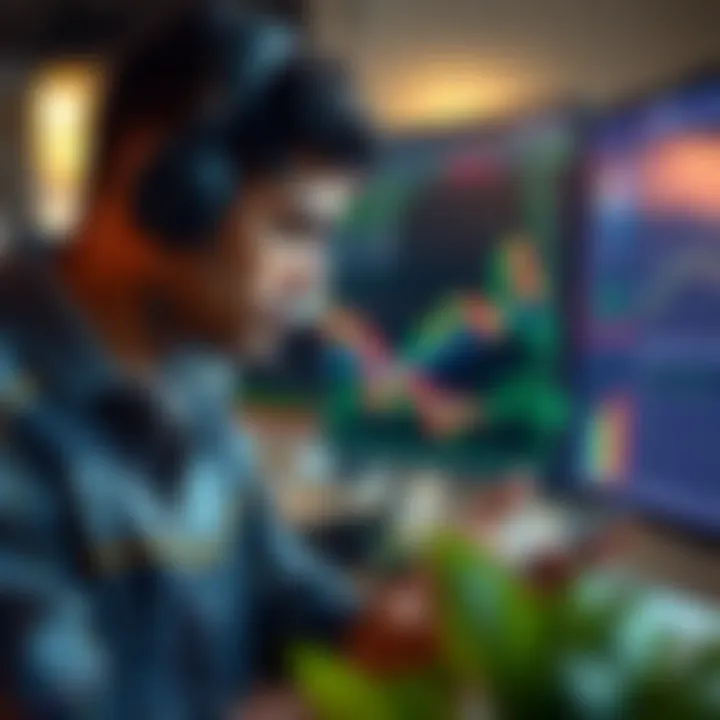 Illustration of a South African trader analyzing signal charts on a digital device