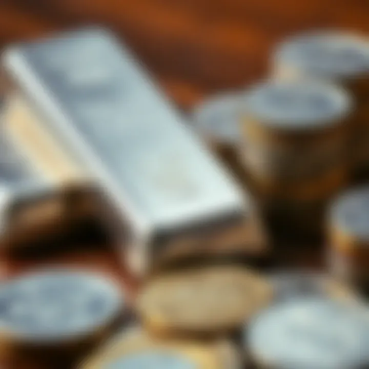 Investing in Silver within the South African Economy Close-up of silver bars stacked with South African rand coins nearby