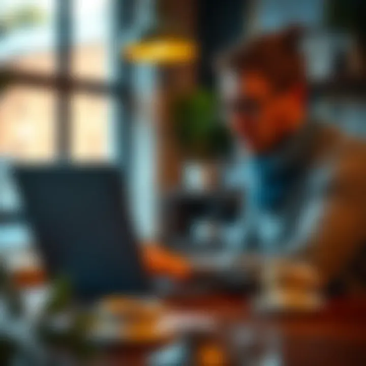 South African business owner reviewing funding options on a laptop with a cup of coffee nearby