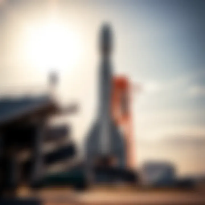Starship spacecraft poised on launch pad under bright sky