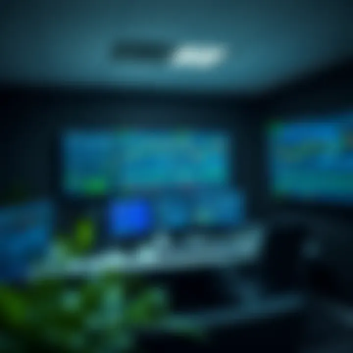 Organized workspace featuring advanced trading software on large display