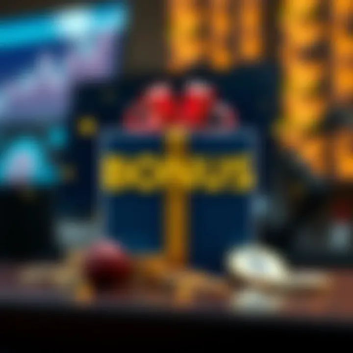 Conceptual Graphic of No Deposit Bonus and Currency Rewards Visual representation of bonus offer concept with gift box and currency icons