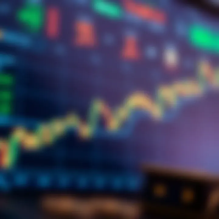 Illustration of forex trading charts with upward trends and currency symbols