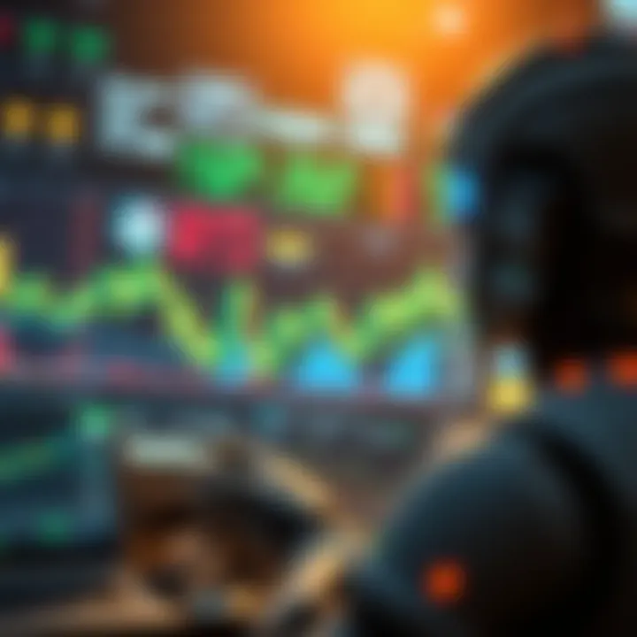 Illustration showing automated algorithmic trading mechanisms interacting with financial graphs and data streams