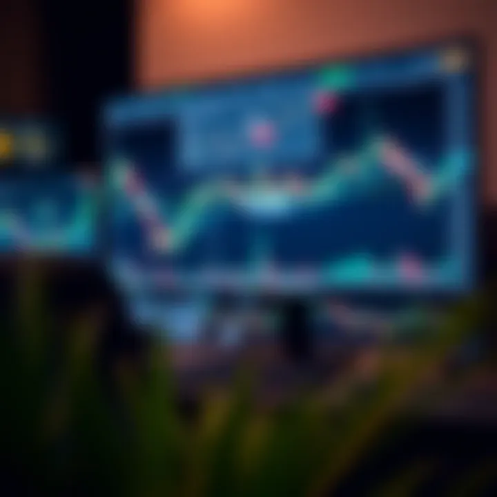 Digital interface showing various financial charts and trading tools on a computer screen