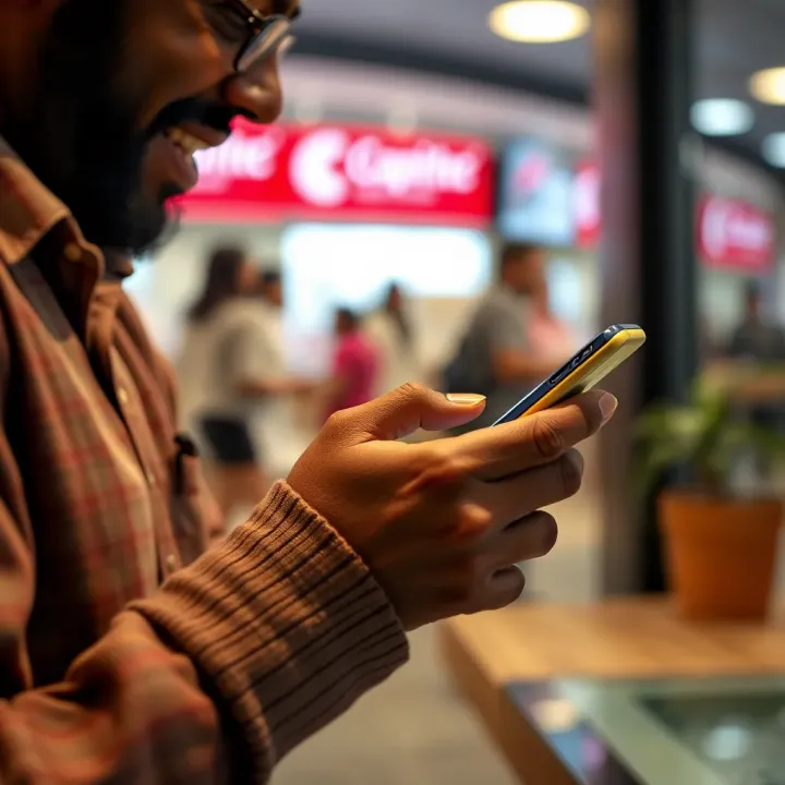 Customer checking bank statement on mobile to track withdrawal charges