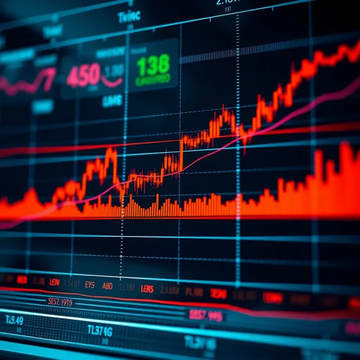 Graph showing different types of trading strategies with upward trend lines and market indicators