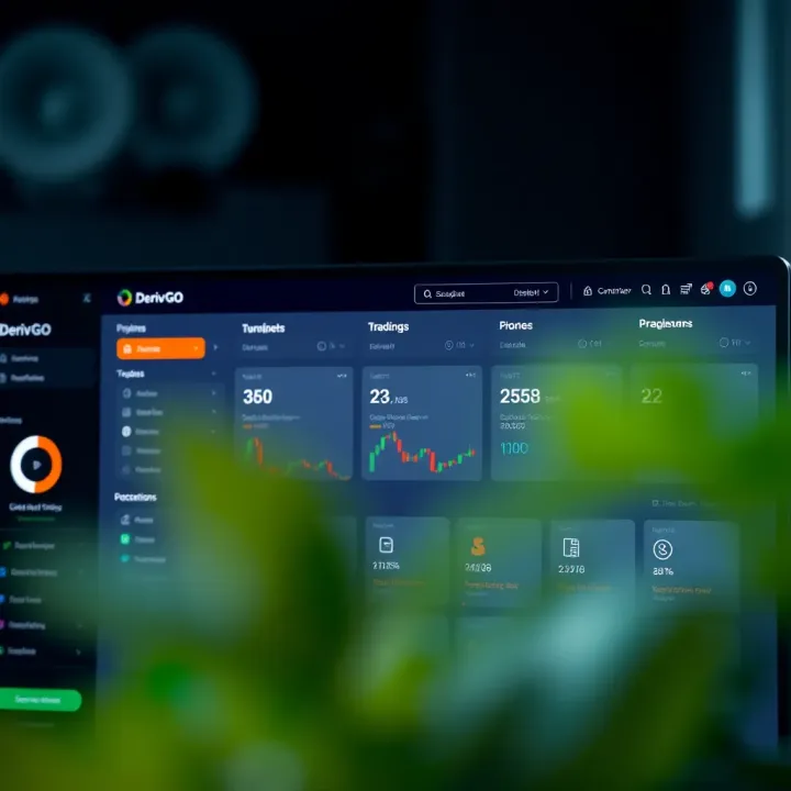 Dashboard interface of Deriv GO showing account management and trading features for South African users