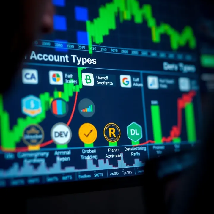 Graph illustrating various account types and regulatory compliance badges for Deriv Limited
