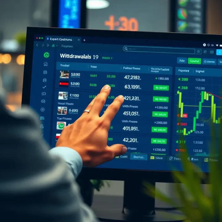 A user navigating withdrawal options on an online trading interface