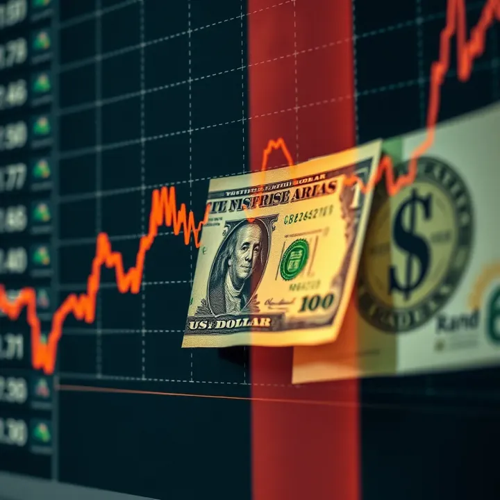 US Dollar to South African Rand Exchange Rate Trends Graph showing fluctuations in US dollar to South African rand exchange rate over recent days