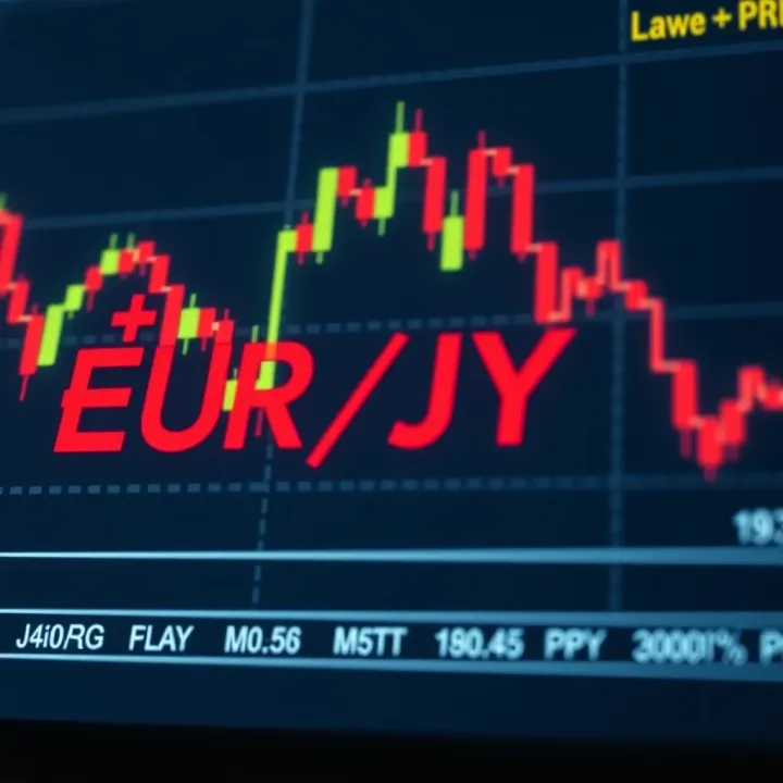 Chart showing EUR/JPY exchange rate fluctuations influenced by economic indicators and monetary policies