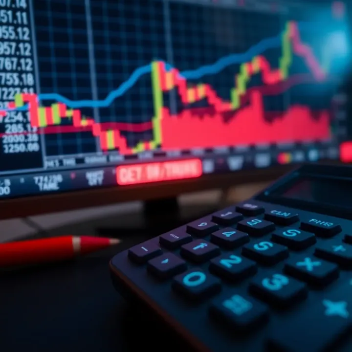Calculator and Trading Platform Demonstrating Pip Value Calculation for Risk Management Calculator and forex trading platform screen showing pip value calculation for risk management