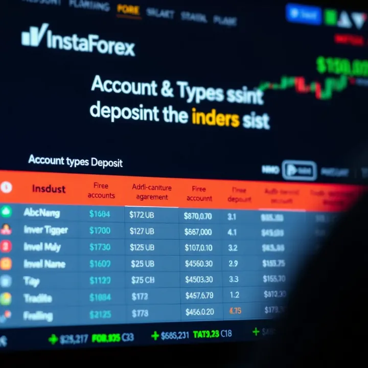 Chart showing various account types available at a forex broker with emphasis on deposit requirements