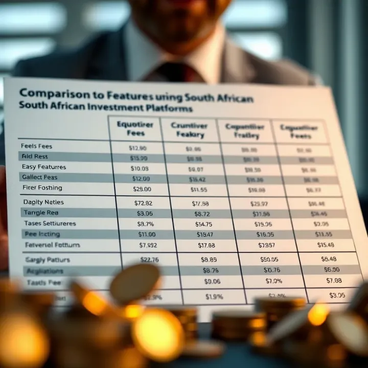 Comparison chart showing fees and features of Easy Equities alongside other South African investment platforms