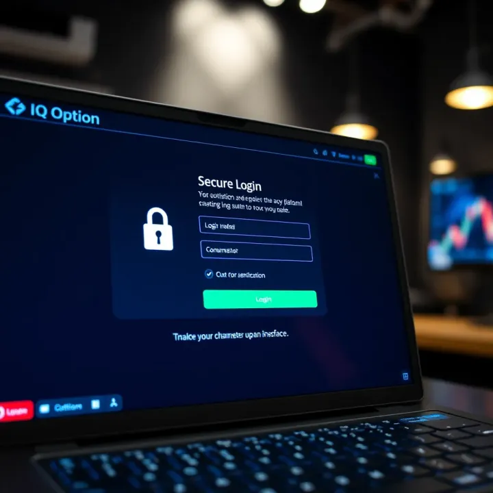 Secure login screen on IQ Option platform showing authentication interface