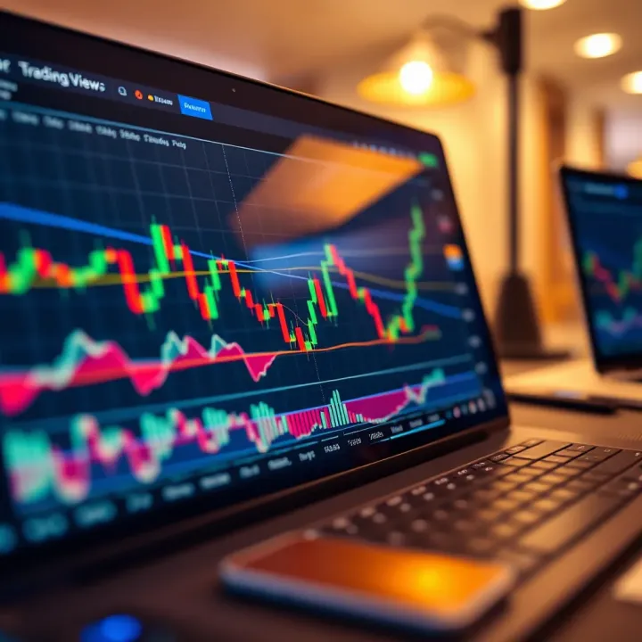 TradingView chart interface displaying candlestick patterns with technical indicators overlay