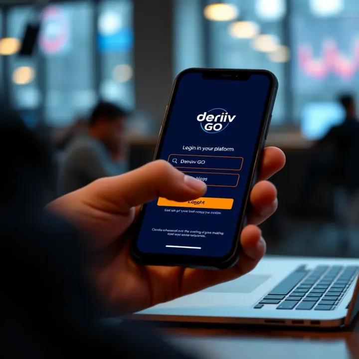 User logging into the Deriv GO platform on a mobile device with secure authentication interface
