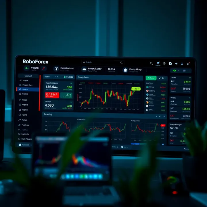User dashboard displaying account management and trading tools in RoboForex members area