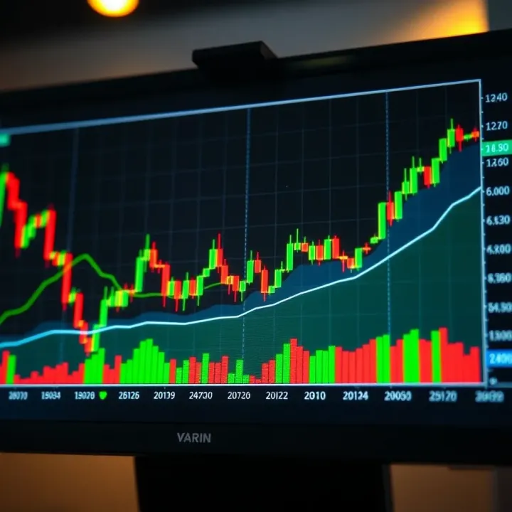 Performance Chart Demonstrating Simulated Forex Trading Results Graph illustrating simulated trading performance with rising and falling currency trends