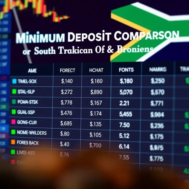 Comparison chart highlighting minimum deposit amounts of leading forex brokers for South African traders