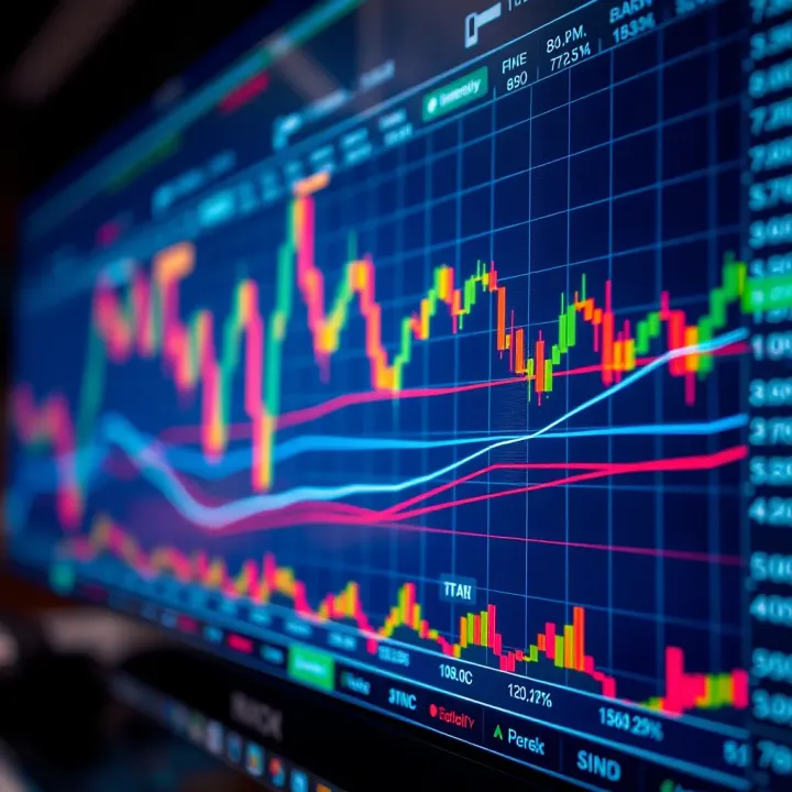 Graphical representation of forex trading charts with currency pairs and trend lines